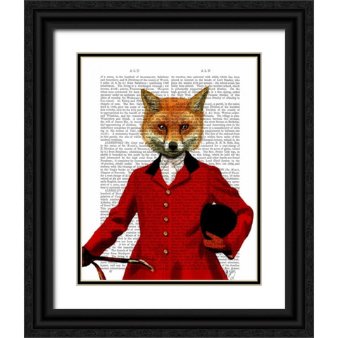 Fox Hunter 2 Portrait Black Ornate Wood Framed Art Print with Double Matting by Fab Funky