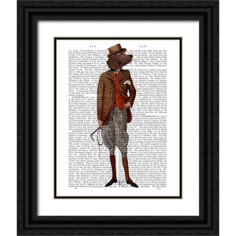 Red Setter Rider Full Black Ornate Wood Framed Art Print with Double Matting by Fab Funky