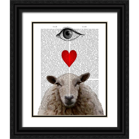 I Heart Ewe Black Ornate Wood Framed Art Print with Double Matting by Fab Funky