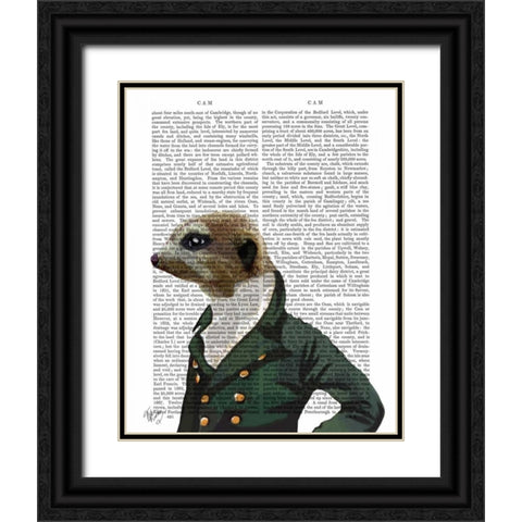 Dandy Meerkat Portrait Black Ornate Wood Framed Art Print with Double Matting by Fab Funky
