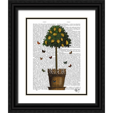 Lemon Tree Black Ornate Wood Framed Art Print with Double Matting by Fab Funky