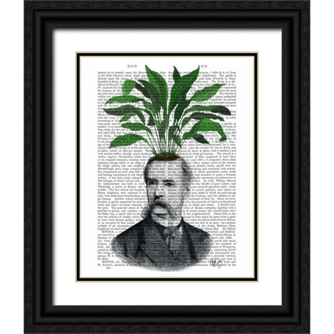 Aspidistra Head Plant Head Black Ornate Wood Framed Art Print with Double Matting by Fab Funky
