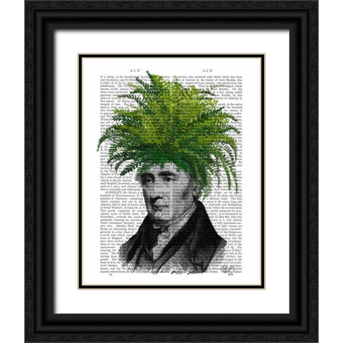 Fern Head Plant Head Black Ornate Wood Framed Art Print with Double Matting by Fab Funky