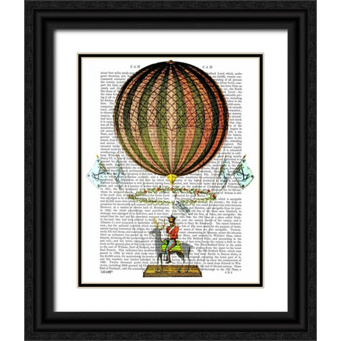 Hot Air Balloon Zephire Black Ornate Wood Framed Art Print with Double Matting by Fab Funky