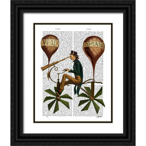 Voyage A La Lune Hot Air Balloon Black Ornate Wood Framed Art Print with Double Matting by Fab Funky