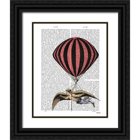 Vintage Flying Machine Black Ornate Wood Framed Art Print with Double Matting by Fab Funky