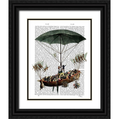 Diligenza And Flying Creatures Black Ornate Wood Framed Art Print with Double Matting by Fab Funky