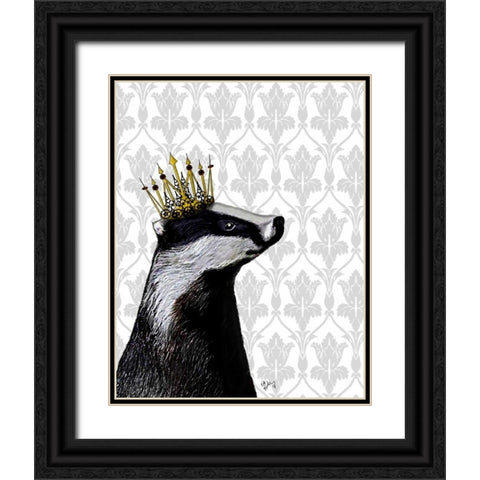 Badger King Black Ornate Wood Framed Art Print with Double Matting by Fab Funky