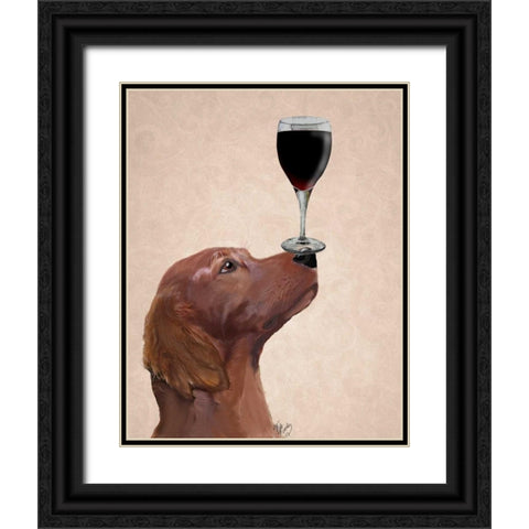 Red Setter Dog Au Vin Black Ornate Wood Framed Art Print with Double Matting by Fab Funky