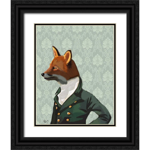 Dandy Fox Portrait Black Ornate Wood Framed Art Print with Double Matting by Fab Funky