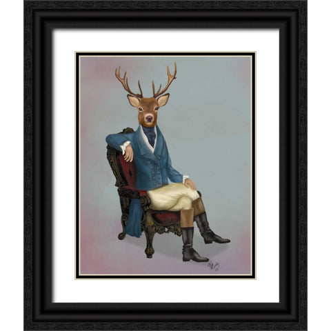 Distinguished Deer Full Black Ornate Wood Framed Art Print with Double Matting by Fab Funky