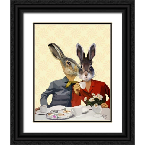 Ladies Gossiping Black Ornate Wood Framed Art Print with Double Matting by Fab Funky