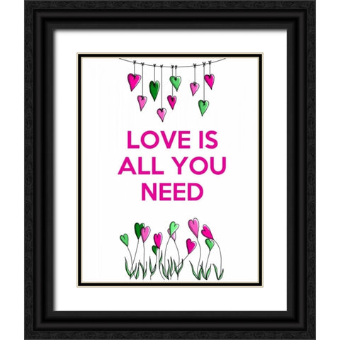 Love is all You Need Black Ornate Wood Framed Art Print with Double Matting by Fab Funky