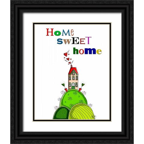 Home Sweet Home Black Ornate Wood Framed Art Print with Double Matting by Fab Funky