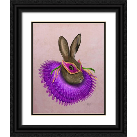 Mardi Gras Hare Black Ornate Wood Framed Art Print with Double Matting by Fab Funky