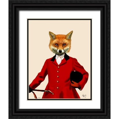 Fox Hunter 2 Portrait Black Ornate Wood Framed Art Print with Double Matting by Fab Funky