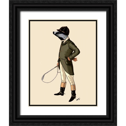 Badger The Rider Full Black Ornate Wood Framed Art Print with Double Matting by Fab Funky