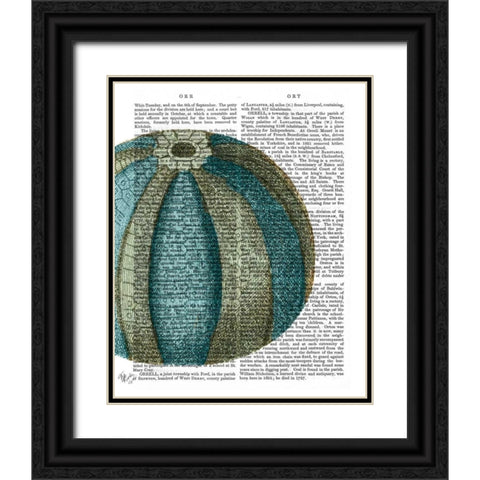 Blue Corals and Sea Urchins I Black Ornate Wood Framed Art Print with Double Matting by Fab Funky
