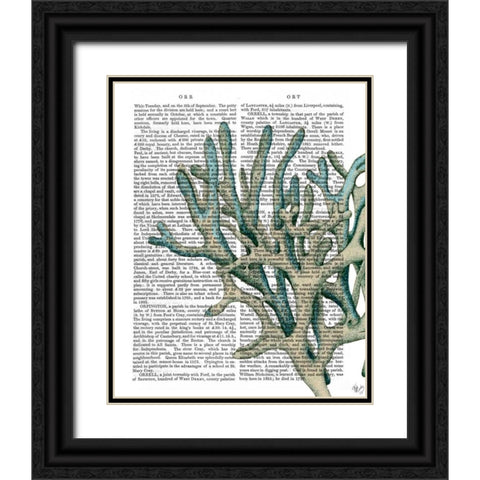 Blue Corals and Sea Urchins III Black Ornate Wood Framed Art Print with Double Matting by Fab Funky