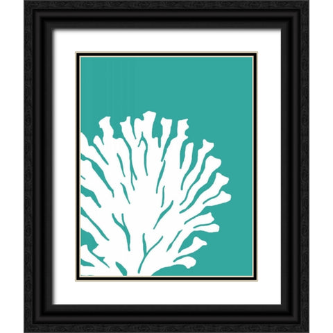 Turquoise Coral Prints a Black Ornate Wood Framed Art Print with Double Matting by Fab Funky