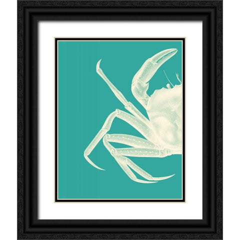 Contrasting Crab in Turquoise b Black Ornate Wood Framed Art Print with Double Matting by Fab Funky