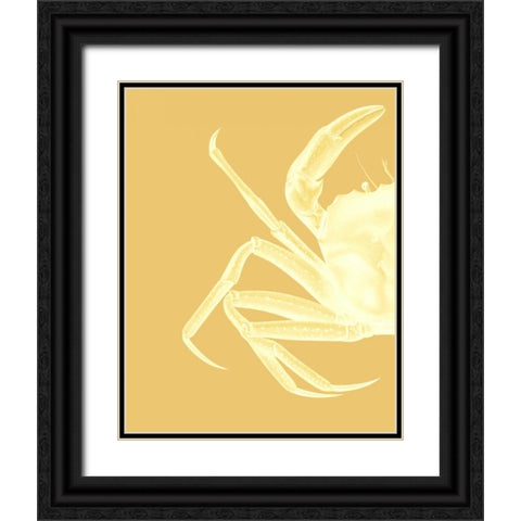Contrasting Crab in Mustard a Black Ornate Wood Framed Art Print with Double Matting by Fab Funky