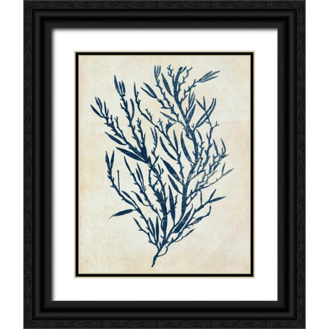 Indigo Blue Seaweed 3 b Black Ornate Wood Framed Art Print with Double Matting by Fab Funky