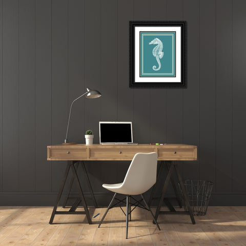 Mixed Nautical White on Teal d Black Ornate Wood Framed Art Print with Double Matting by Fab Funky