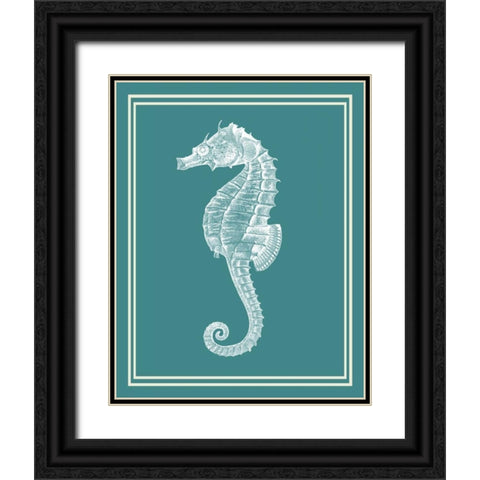 Mixed Nautical White on Teal d Black Ornate Wood Framed Art Print with Double Matting by Fab Funky