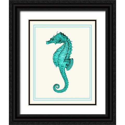 Mixed Nautical Turquoise on Cream e Black Ornate Wood Framed Art Print with Double Matting by Fab Funky
