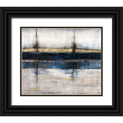 City Blue Black Ornate Wood Framed Art Print with Double Matting by Schicker, Joshua