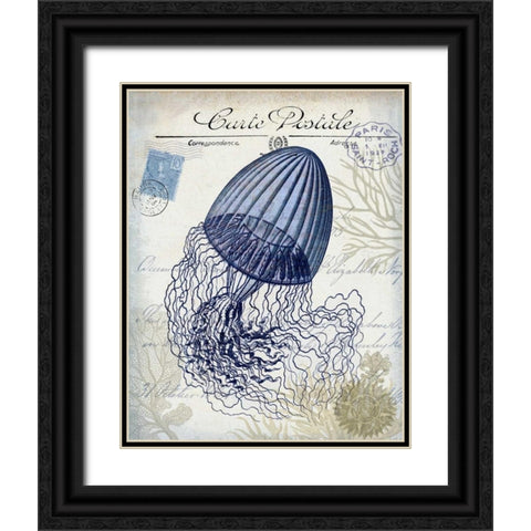 Seaside Postcard Cream f Black Ornate Wood Framed Art Print with Double Matting by Fab Funky