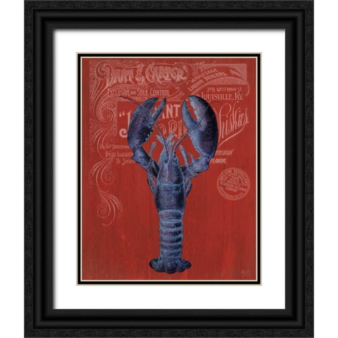 Lobster Prohibition Lobster On Red Black Ornate Wood Framed Art Print with Double Matting by Fab Funky