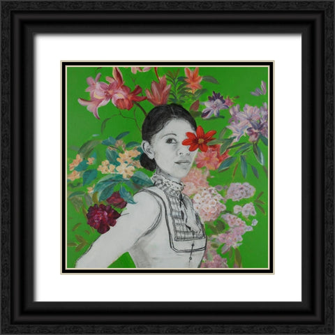Lady Florals I Black Ornate Wood Framed Art Print with Double Matting by Iafrate, Sandra