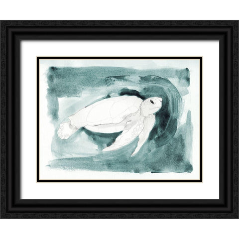 Sea Turtle Searching I Black Ornate Wood Framed Art Print with Double Matting by Green, Jacob