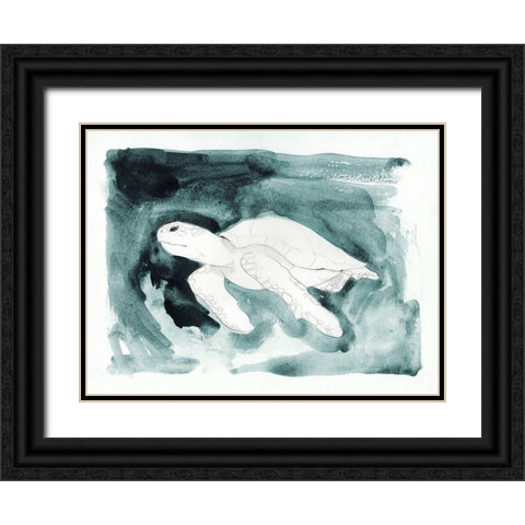 Sea Turtle Searching II Black Ornate Wood Framed Art Print with Double Matting by Green, Jacob
