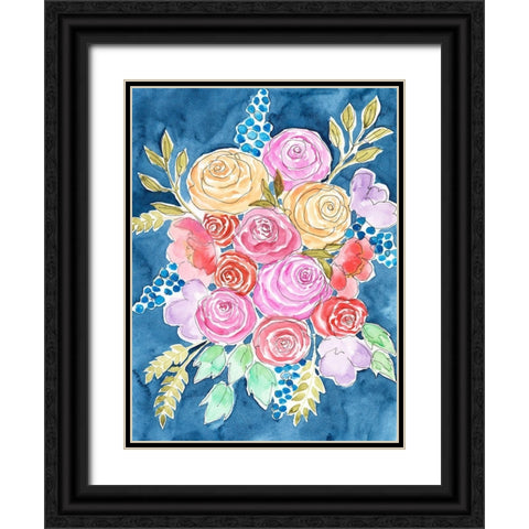 Floral Gaze I Black Ornate Wood Framed Art Print with Double Matting by Moore, Regina