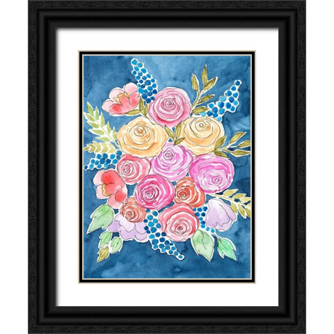 Floral Gaze II Black Ornate Wood Framed Art Print with Double Matting by Moore, Regina