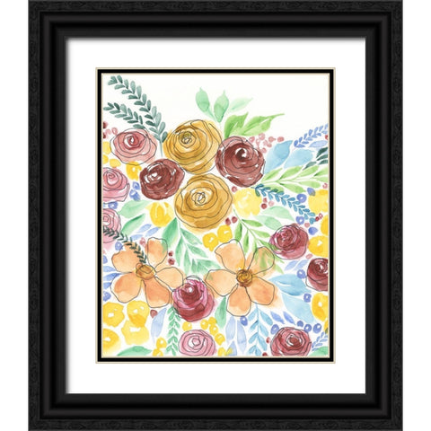 Flower Carousel I Black Ornate Wood Framed Art Print with Double Matting by Moore, Regina