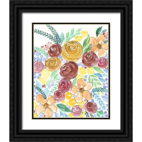 Flower Carousel II Black Ornate Wood Framed Art Print with Double Matting by Moore, Regina