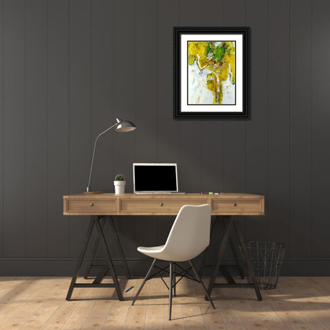Golden Foliage I Black Ornate Wood Framed Art Print with Double Matting by Combs, Joyce