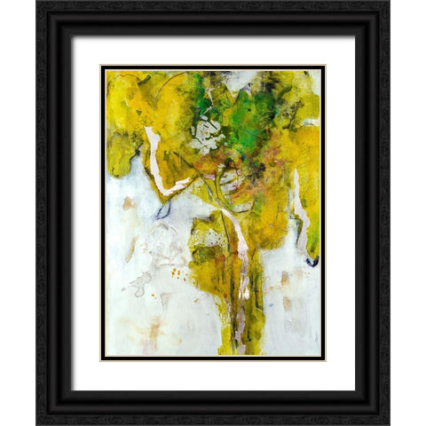 Golden Foliage I Black Ornate Wood Framed Art Print with Double Matting by Combs, Joyce