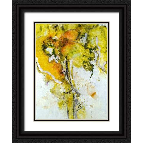 Golden Foliage II Black Ornate Wood Framed Art Print with Double Matting by Combs, Joyce
