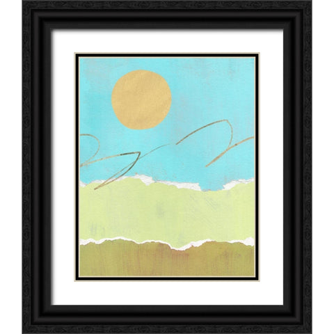 Green and Gold Pieced Landscape I Black Ornate Wood Framed Art Print with Double Matting by Green, Jacob