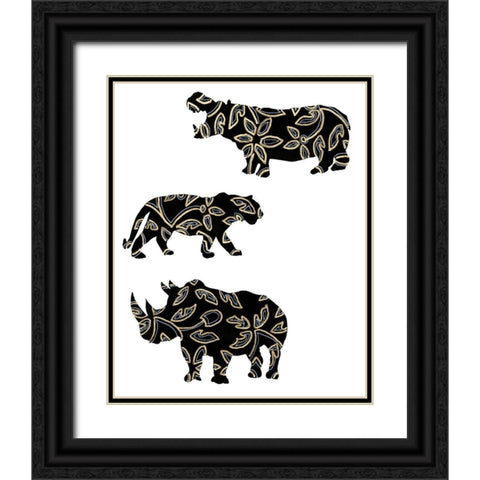 Ornamental Safari Animals II Black Ornate Wood Framed Art Print with Double Matting by Moore, Regina
