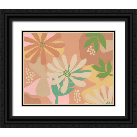 Neutral Blooms III Black Ornate Wood Framed Art Print with Double Matting by Moore, Regina