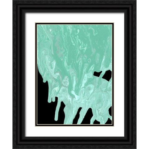 Teal Cascade I Black Ornate Wood Framed Art Print with Double Matting by Moore, Regina