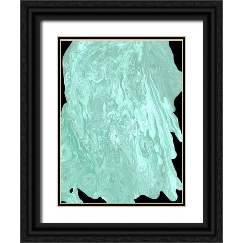 Teal Cascade II Black Ornate Wood Framed Art Print with Double Matting by Moore, Regina