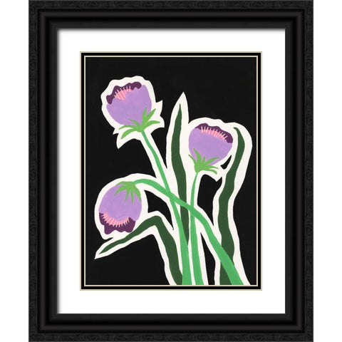 Pop Flowers II Black Ornate Wood Framed Art Print with Double Matting by Moore, Regina