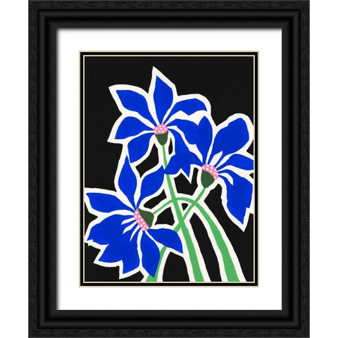 Pop Flowers IV Black Ornate Wood Framed Art Print with Double Matting by Moore, Regina
